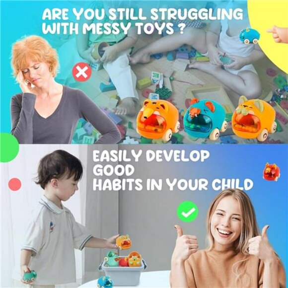 Baby Truck Car Toys with Playmat/Storage Box|6 Sets Baby Pull-Back - Picture 4 of 8